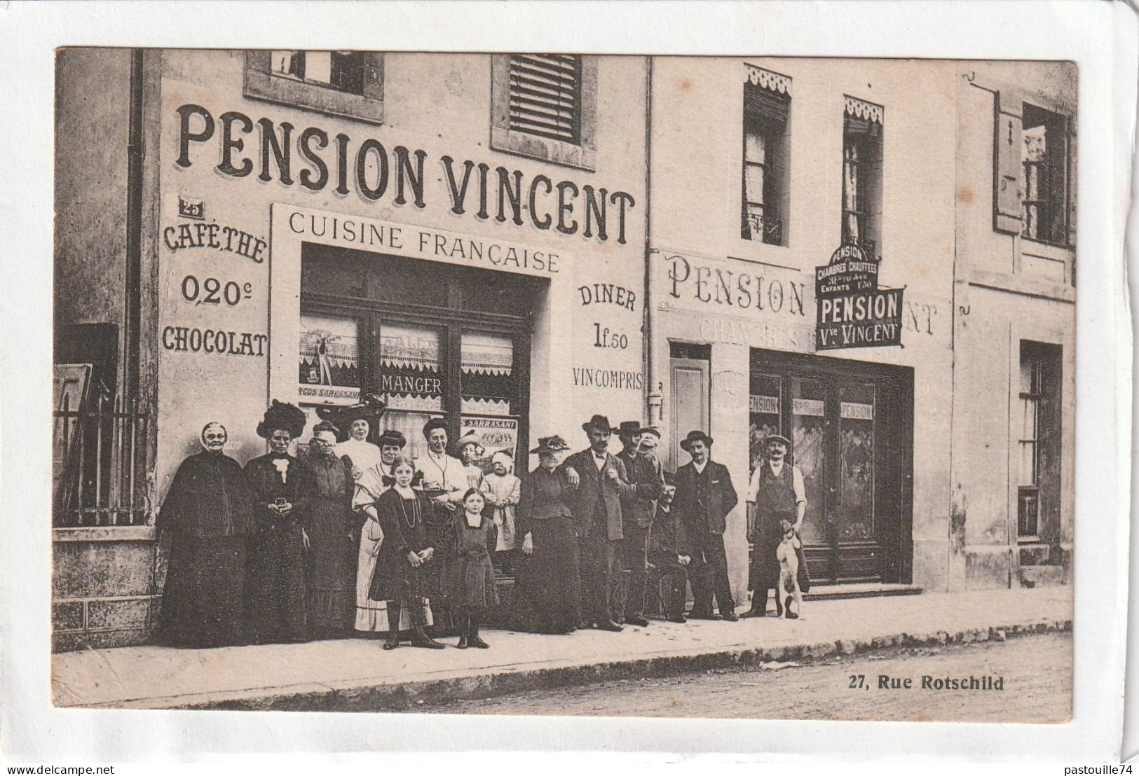 CPA :  14 X 9  -  GENEVE  -  PENSION  VINCENT. -  27 Rue Rotschild - Genève