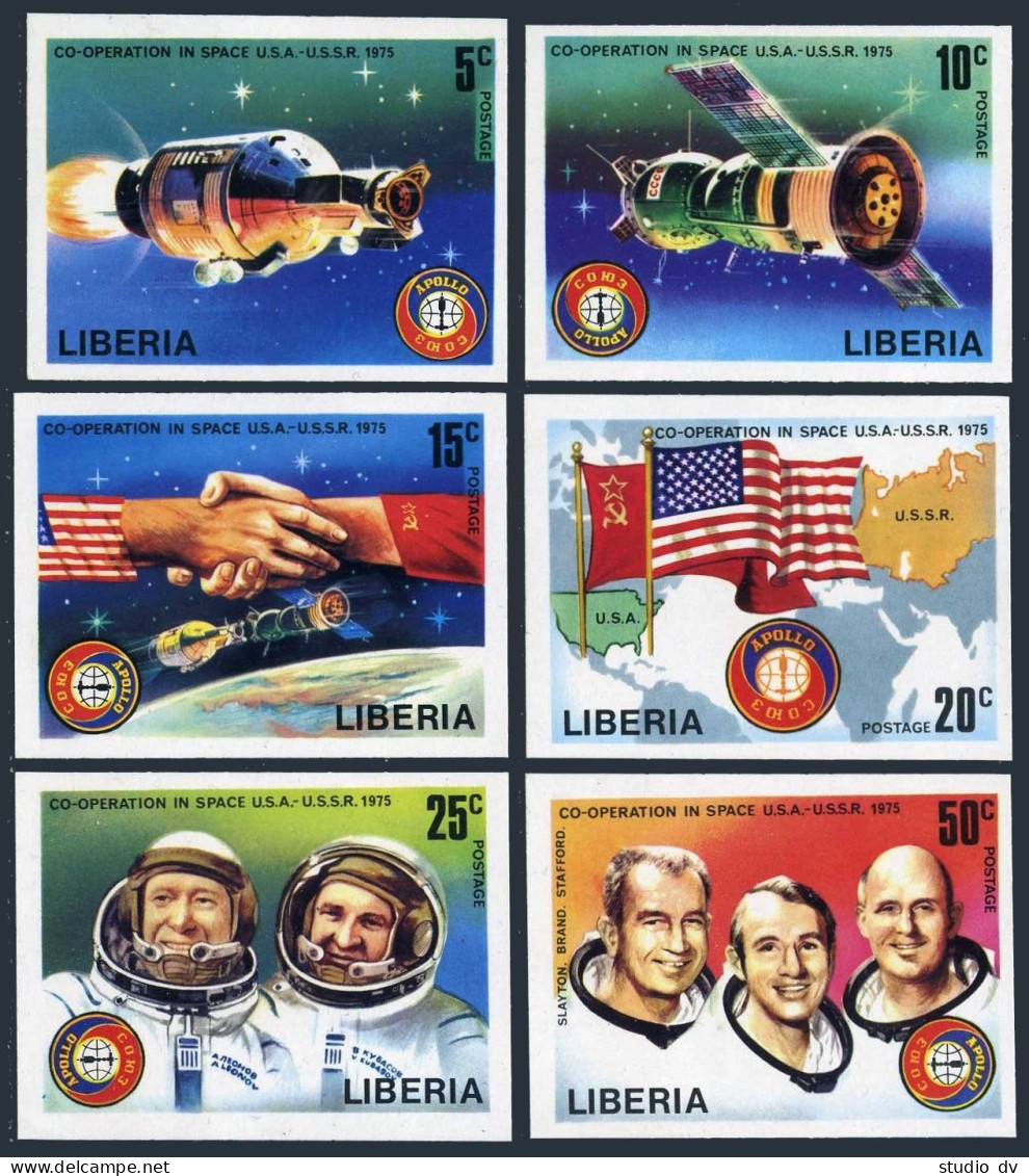 Liberia 715-720 Imperf, MNH. Michel 967B-972B. Apollo-Soyuz Space Test 1975. - Liberia