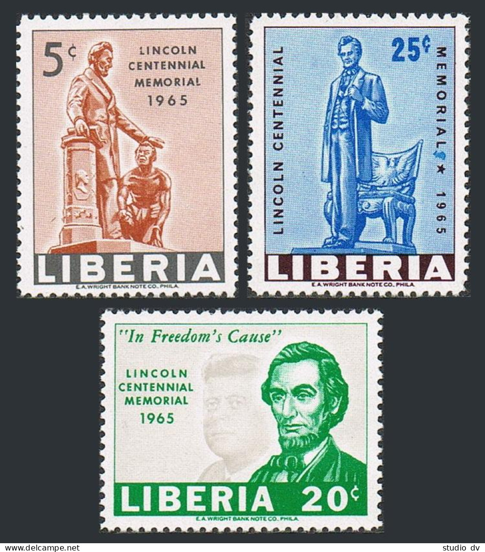 Liberia 423-425,C166,MNH-gum.Mi 631-633,Bl.33A. Abraham Lincoln,1965.Kennedy. - Liberia