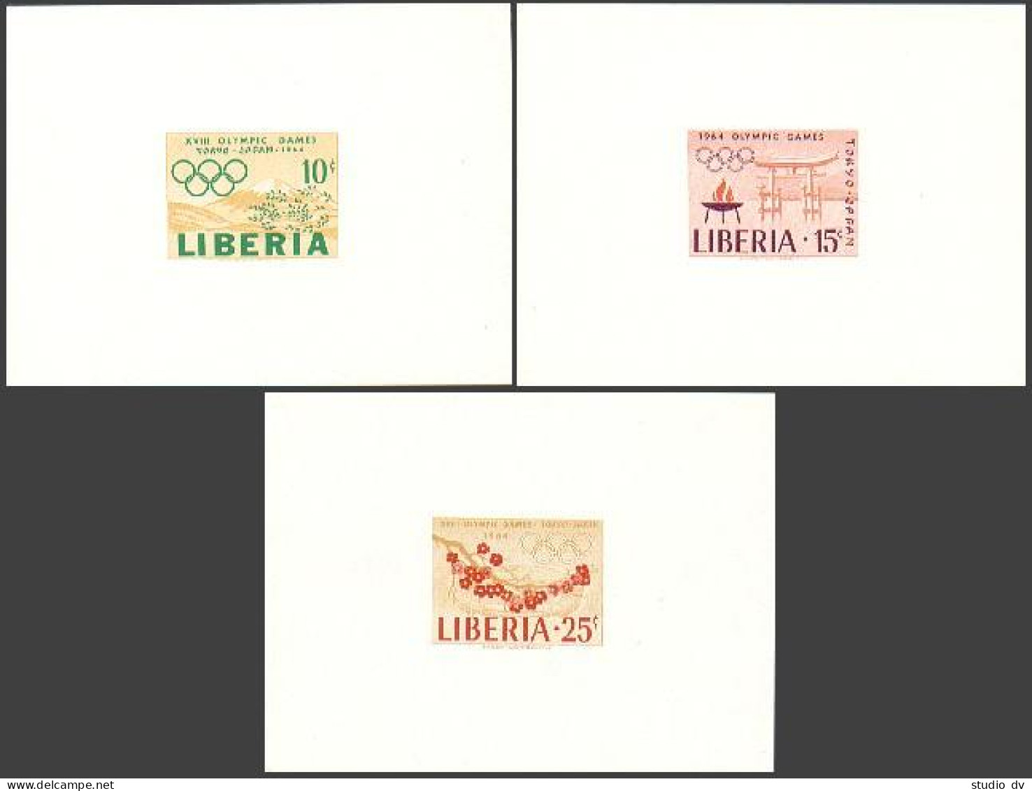 Liberia 418-420 Deluxe Sheets,MNH. Olympics Tokyo-1964.Runner,Olympic Rings. - Liberia