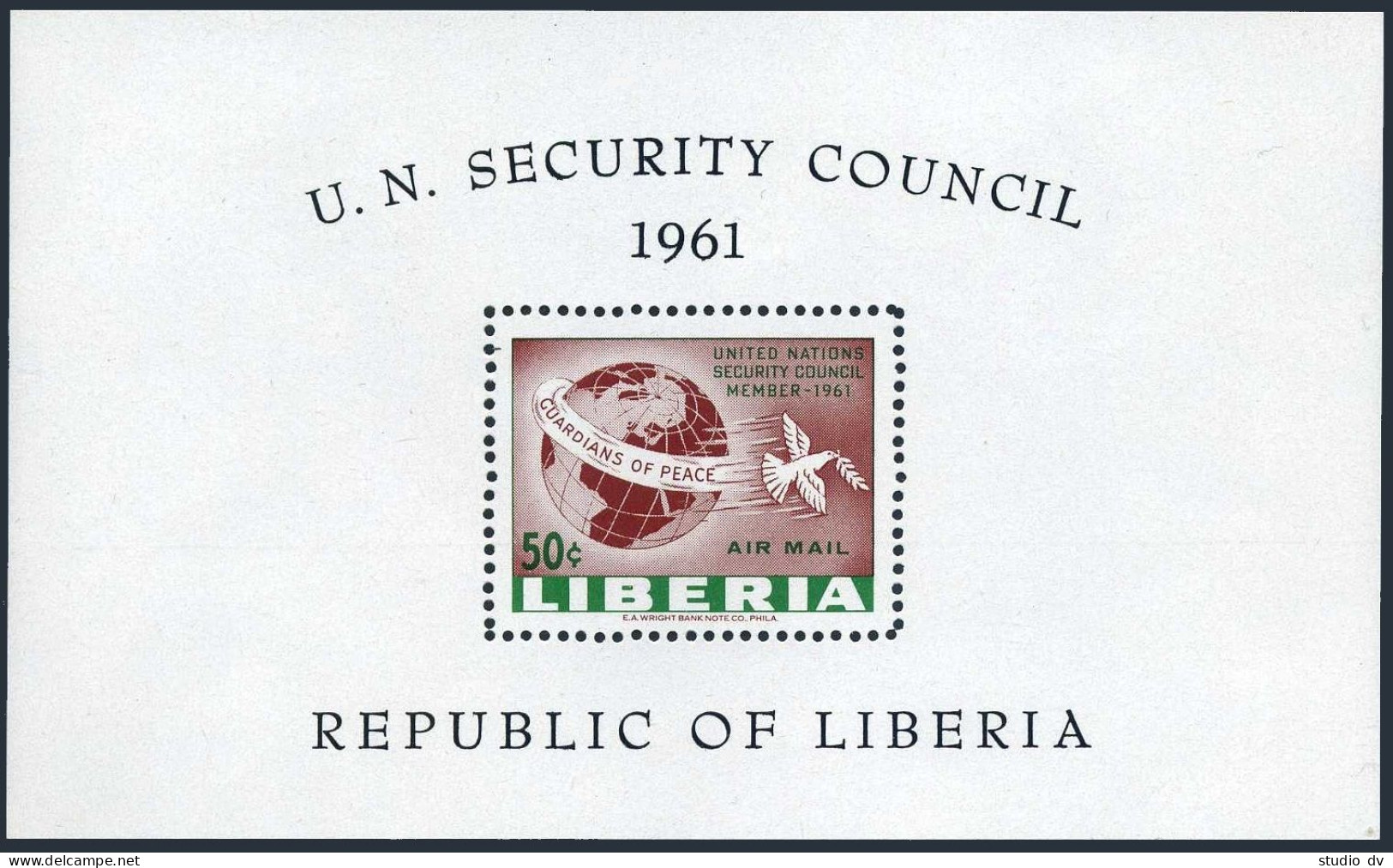Liberia 395, C130-C131,MNH. UN Security Council, 1961. Laurel Wheat, Peace Dove, - Liberia