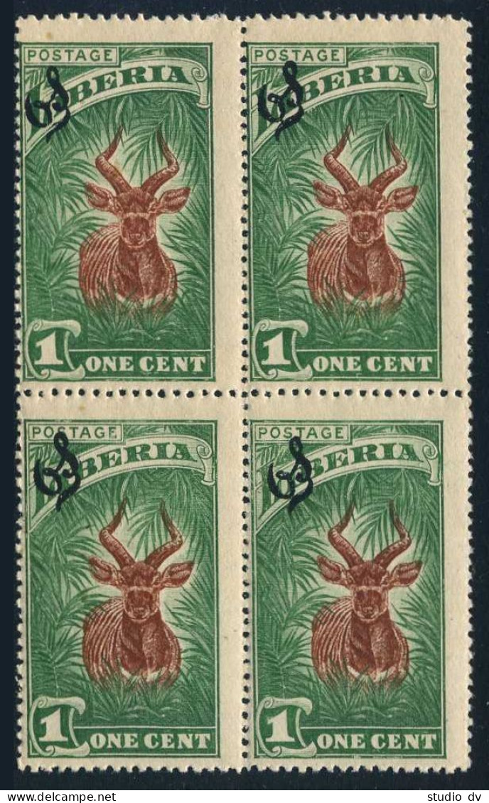 Liberia O98 Block/4,MNH.Michel D92.Official Stamps,1918.Bongo Antelope. - Liberia