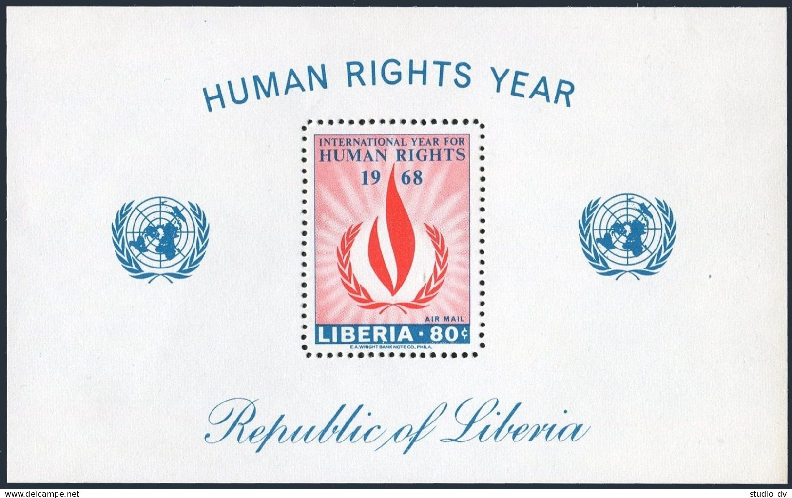 Liberia C179,hinged.Michel 701 Bl.44. Human Rights Year IHRY-1968. - Liberia