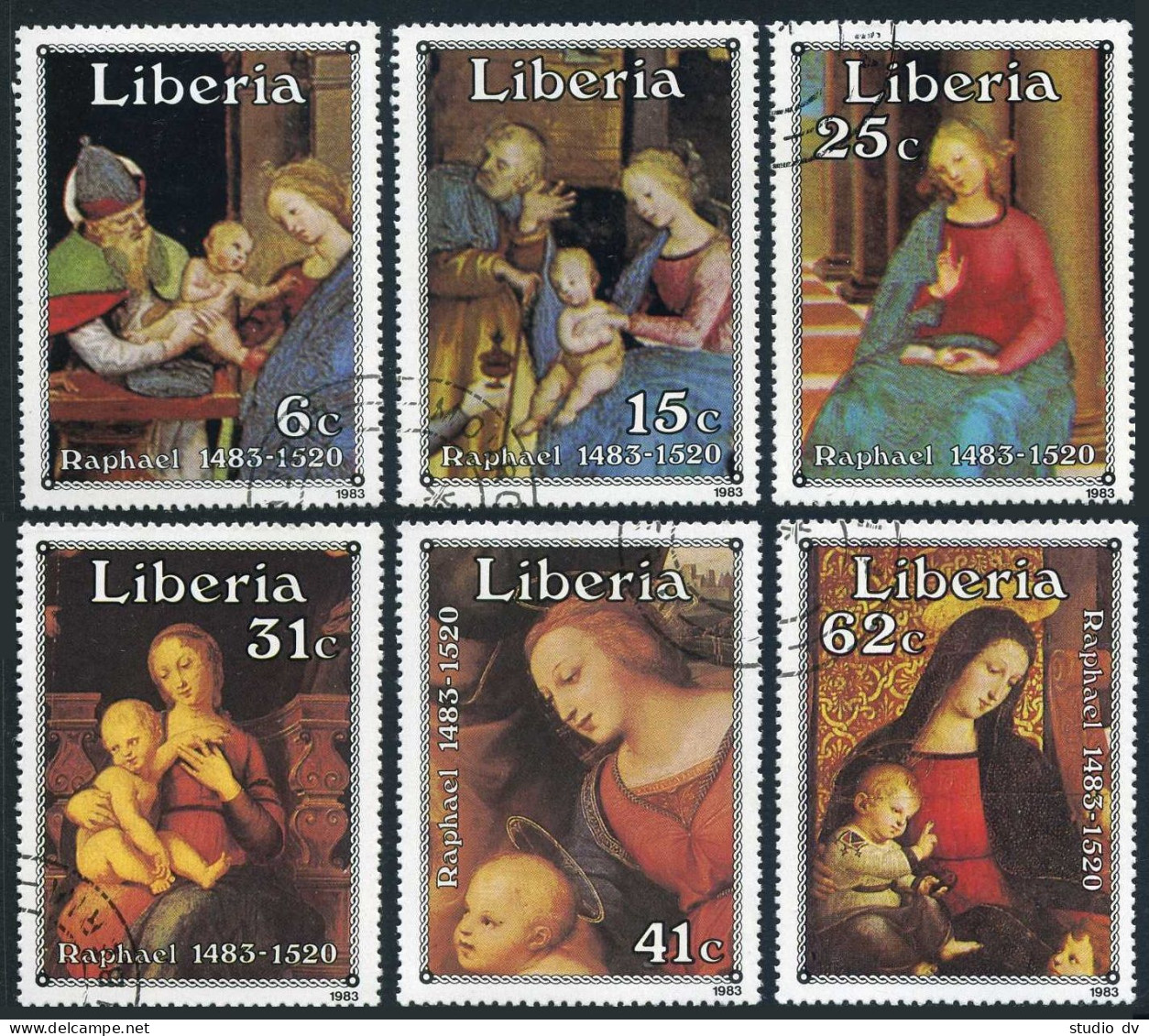 Liberia 975-980,CTO.Mi 1281-1286. Christmas 1983.Raphael Paintings. - Liberia