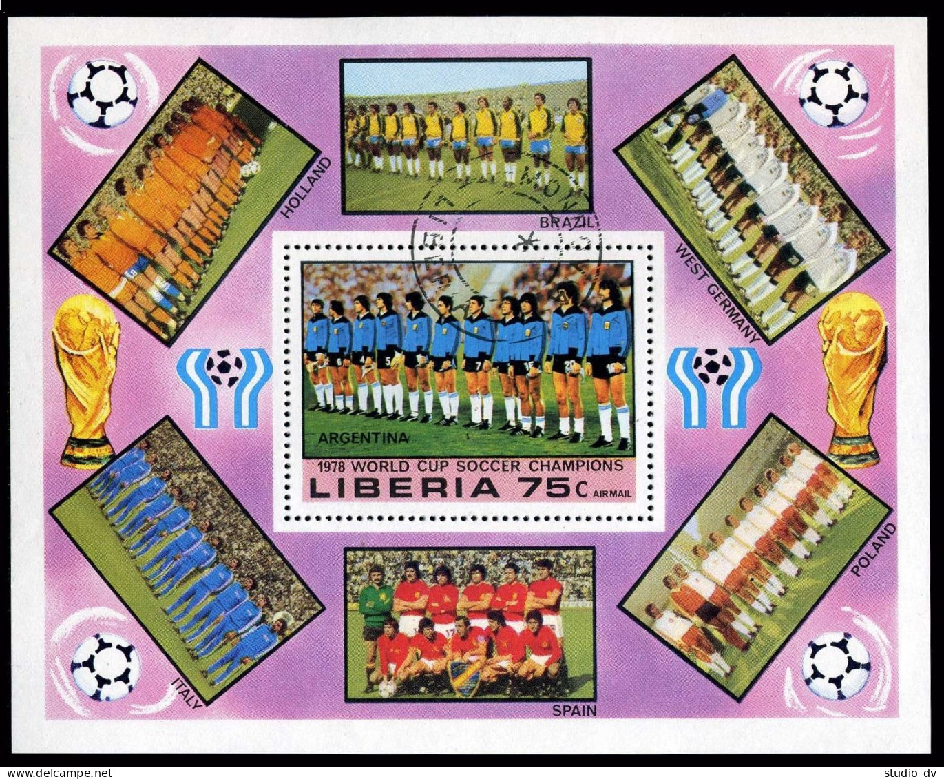Liberia C222,CTO.Michel 1081 Bl.92. Soccer Cup Argentina-1978.Winners. - Liberia