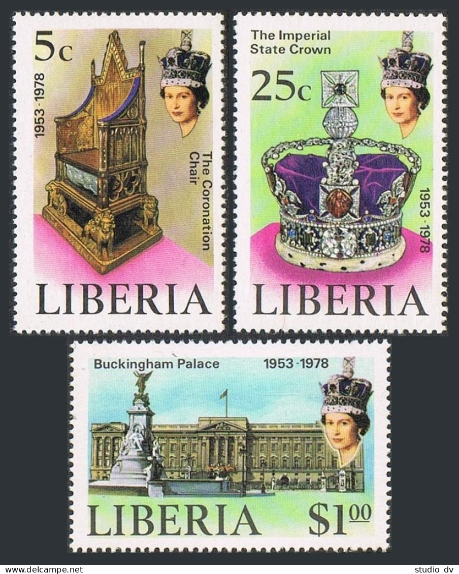 Liberia 813-815,C221,MNH. Queen Elizabeth II Coronation,25th Ann.1978. - Liberia