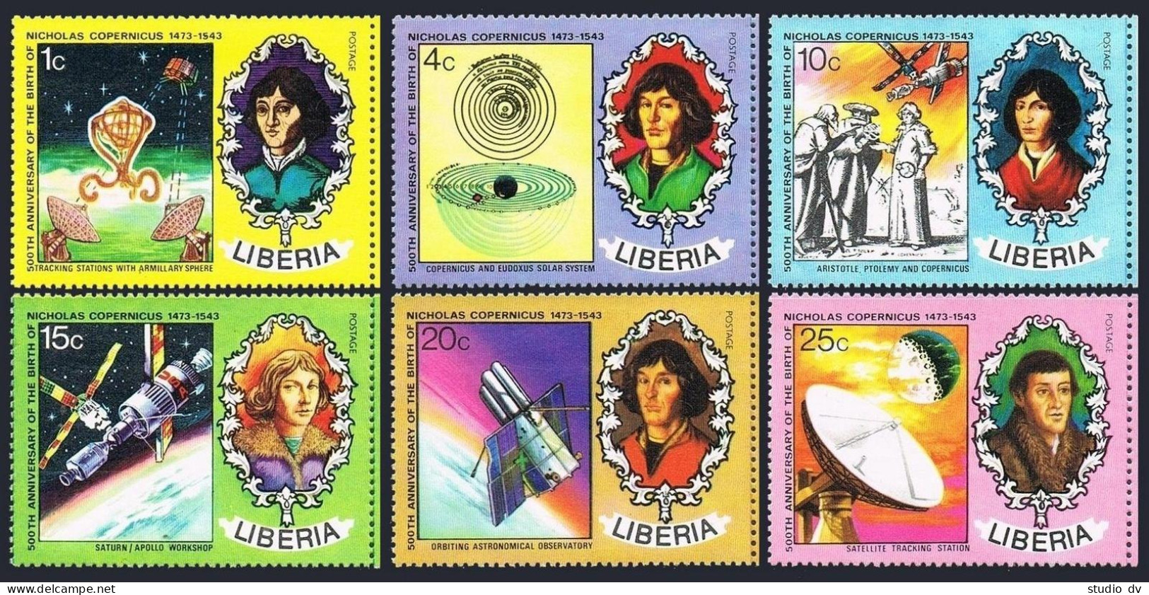 Liberia 653-658, MNH. Mi 896-901. Nicolaus Copernicus. 1973. Satellites. Apollo. - Liberia