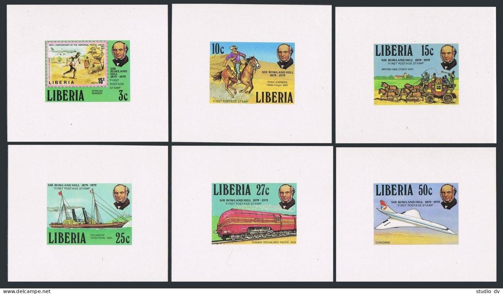 Liberia 842-848 Deluxe,MNH.Michel 1098-1103 Sir Rowland Hill.UPU.Concorde,Train, - Liberia