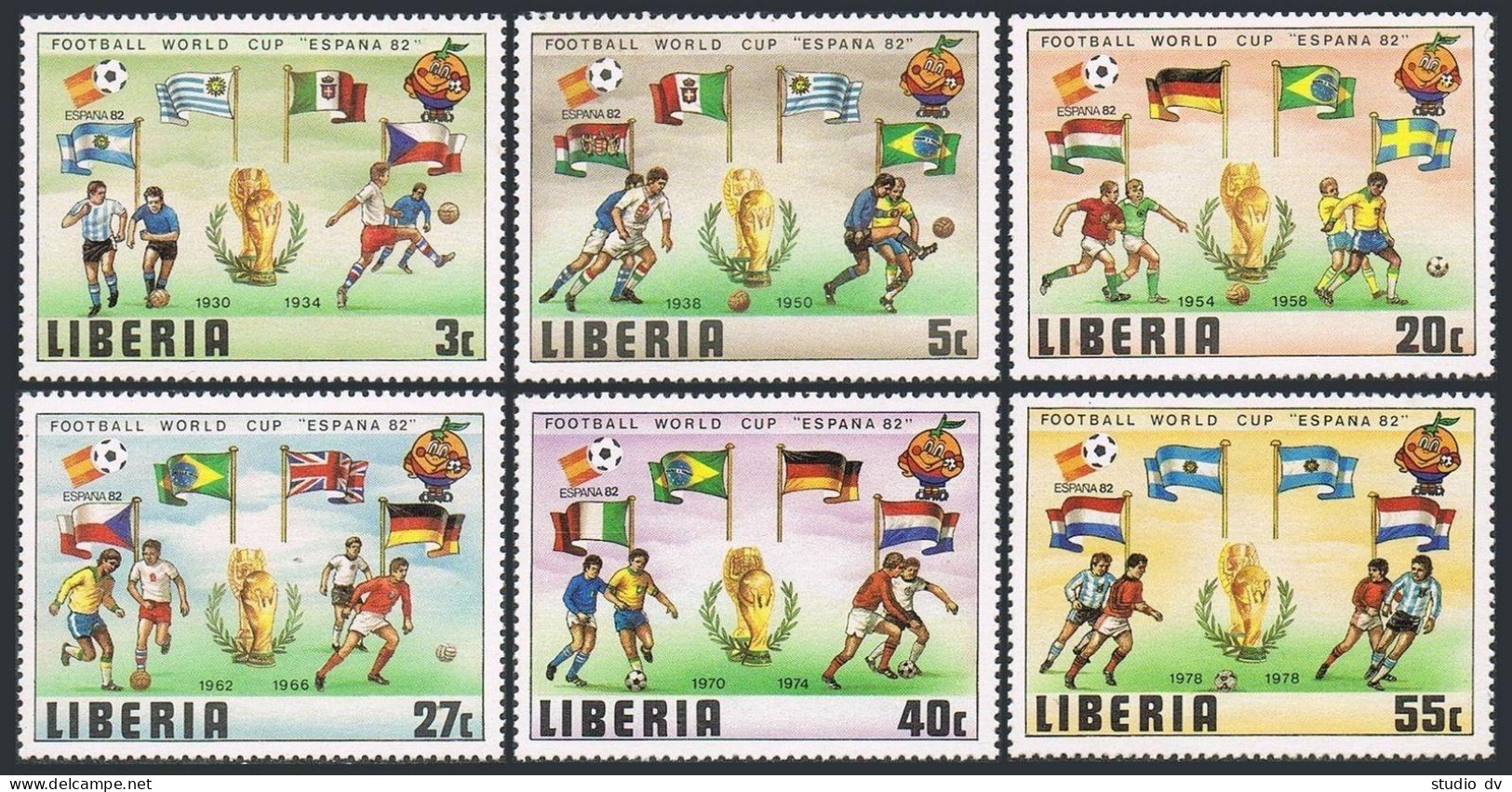 Liberia 886-891,MNH.Michel 187-1192. World Soccer Cup Spain-1982. - Liberia