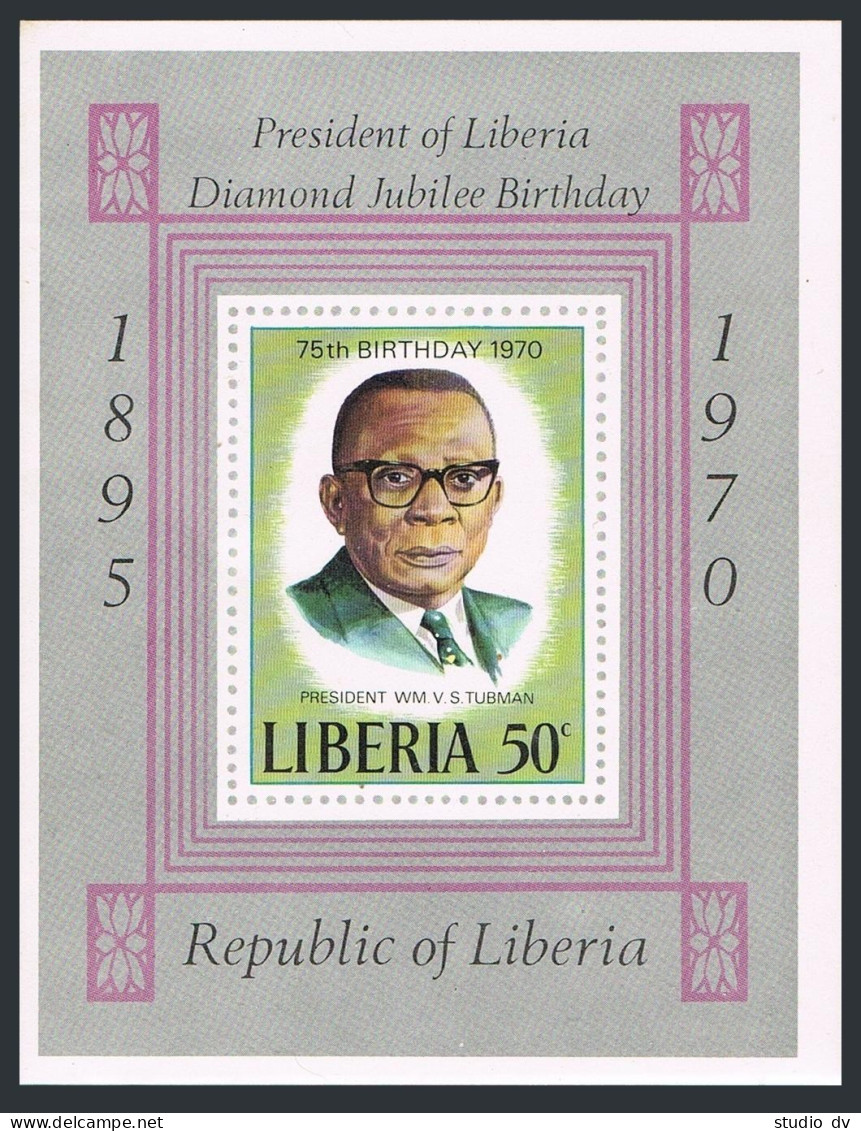 Liberia 533, MNH. Michel 761 Bl.52. President Tubman, 75th Birthday, 1970. - Liberia