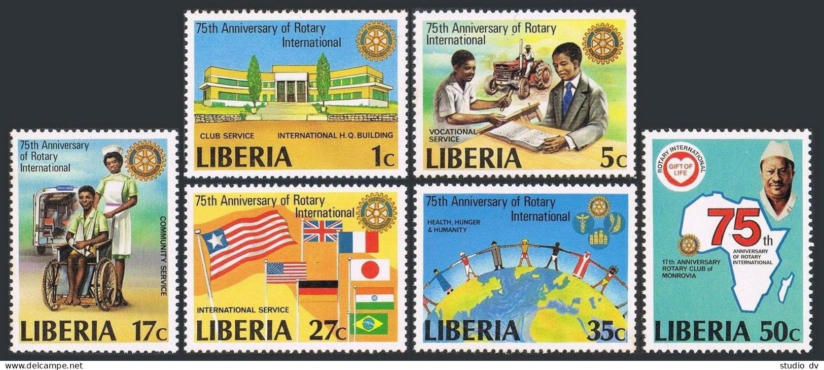 Liberia 860-865,866,MNH.Michel 1161-1166,Bl.94. Rotary International,75,1979. - Liberia