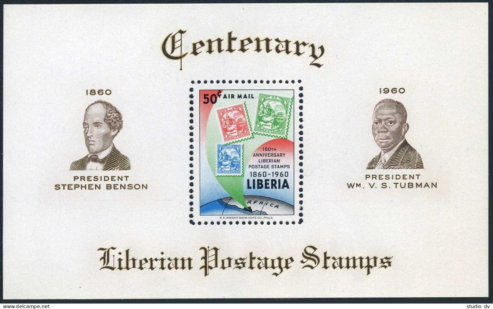 Liberia 393-394,C128,C129, MNH. Mi 557-559, Bl.17A. Stamps-100,1960. Presidents. - Liberia