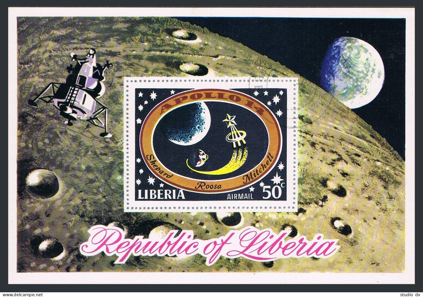 Liberia C186,CTO.Michel 783 Bl.54B. Apollo 14 Moon Mission,1971. - Liberia