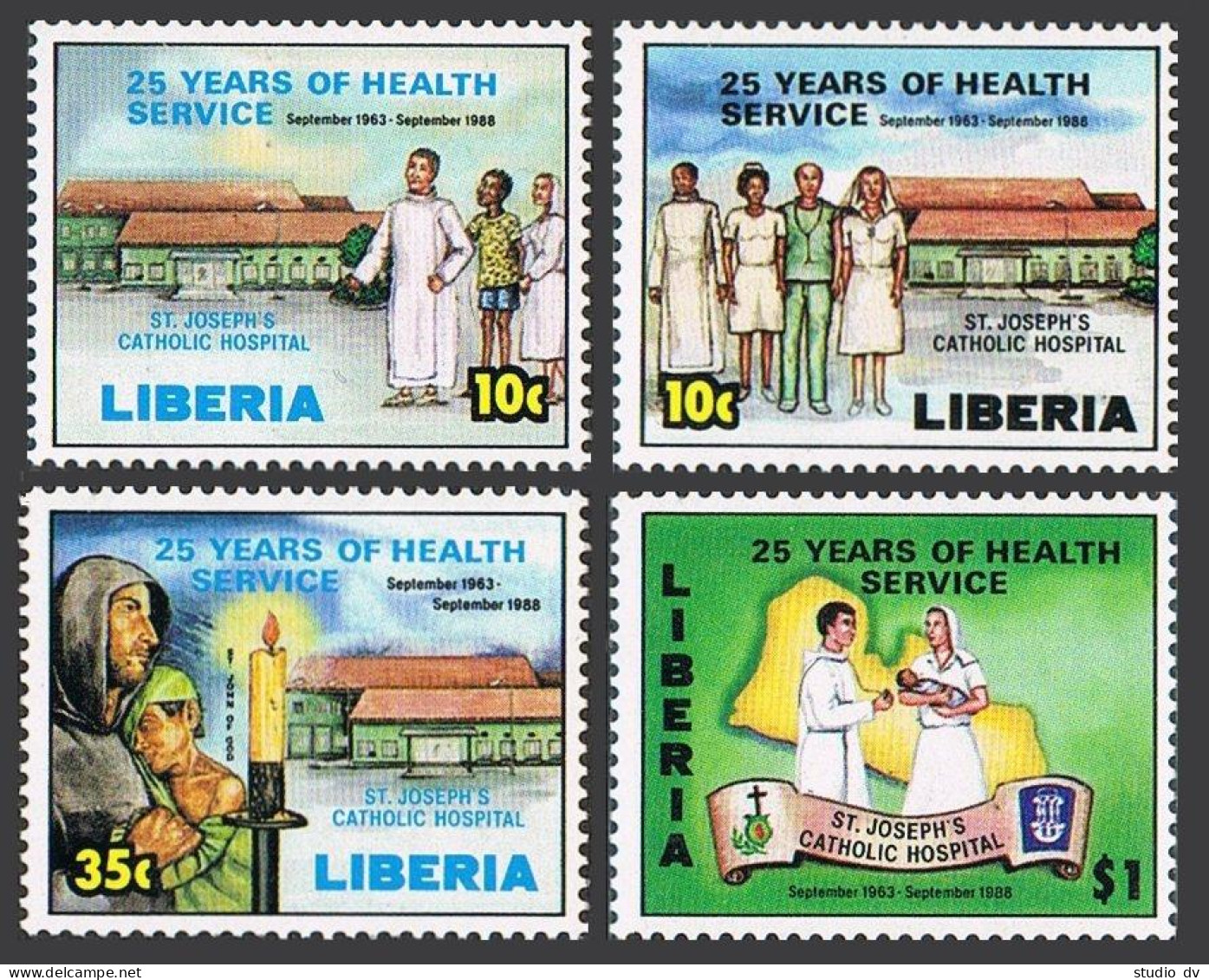 Liberia 1097-1100,MNH.Michel 1420-1423. St Joseph's Catholic Hospital,25,1988. - Liberia