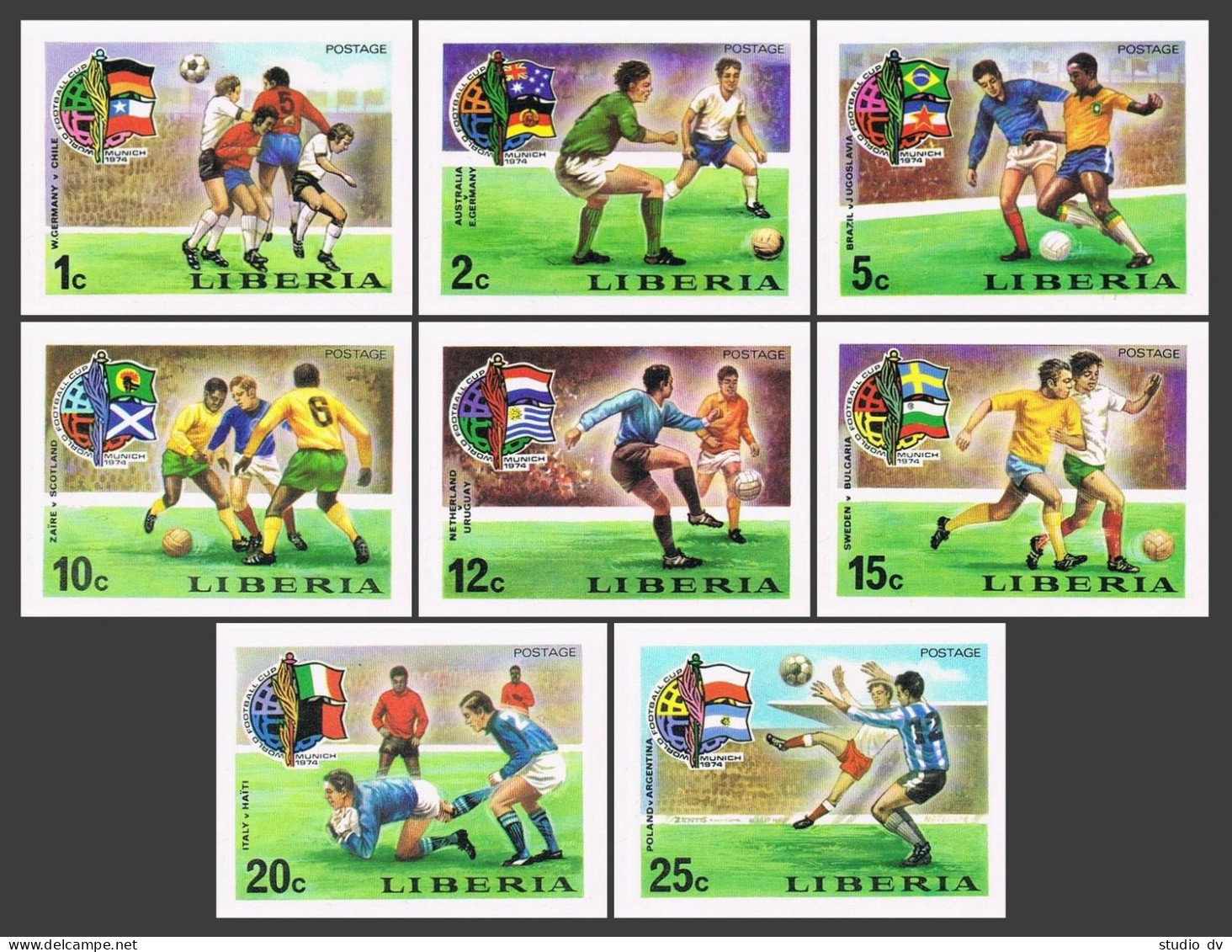 Liberia 675-682 Imperf,MNH.Michel 921B-928B. World Soccer Cup Munich-1974. - Liberia
