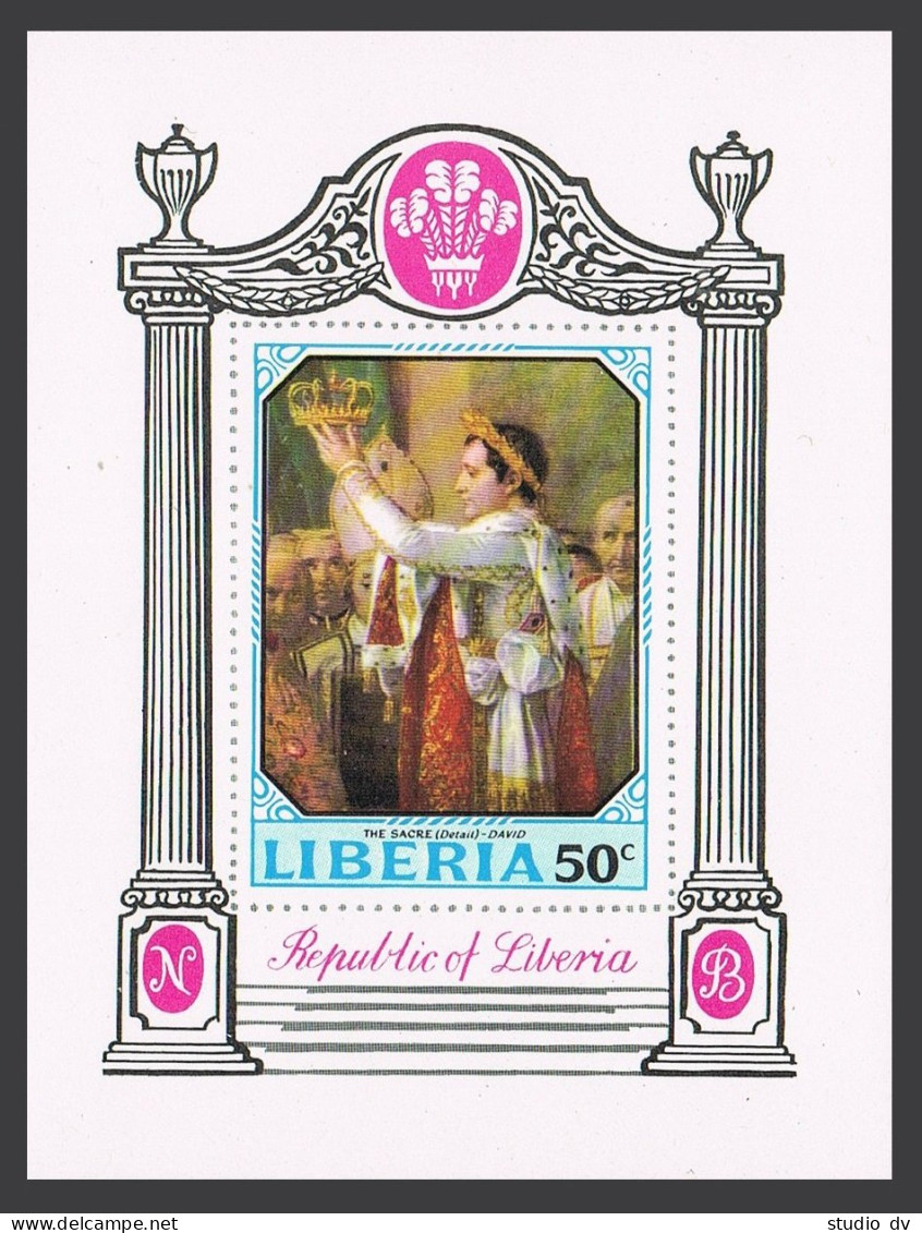 Liberia 531,MNH.Michel 7598 Bl.51. Painting Of Napoleon,1970.By Jacques L.David. - Liberia