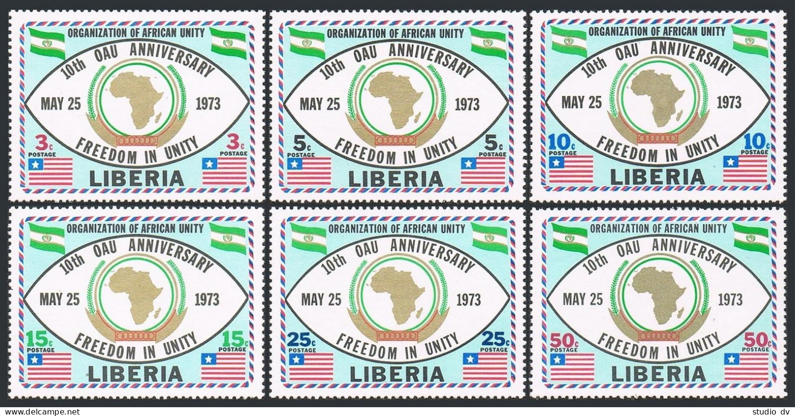 Liberia 635-640,MNH.Michel 876-881. OAU Organization Of African Unity-10,1973. - Liberia
