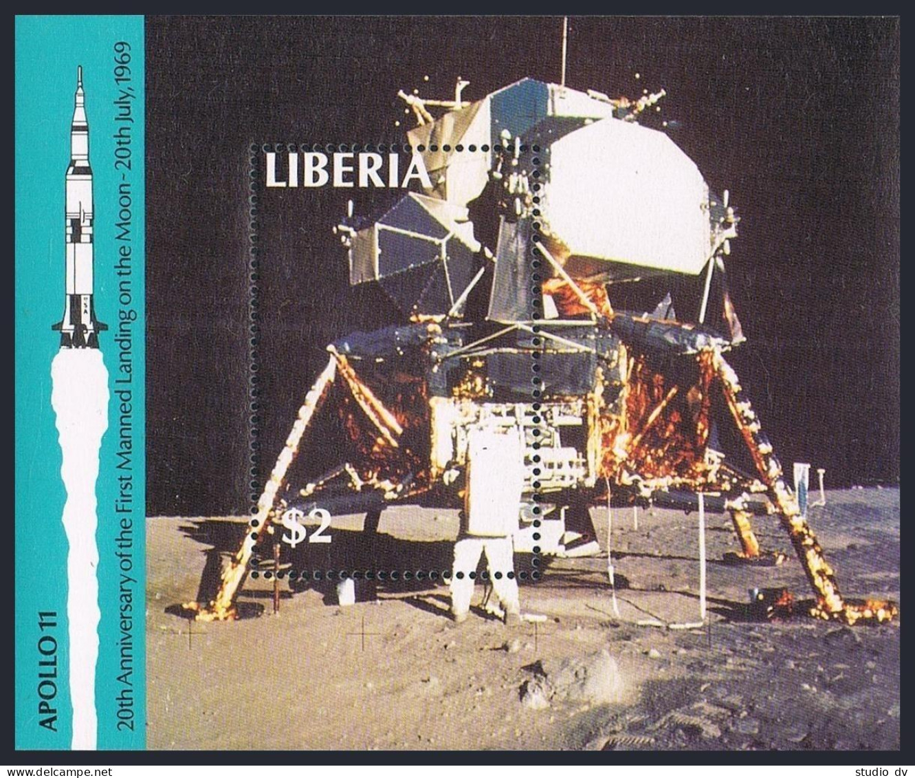 Liberia 1125-1128,1129, MNH. Mi 1456-1459, Bl.122. Moon Landing-25, 1989.Aldrin. - Liberia