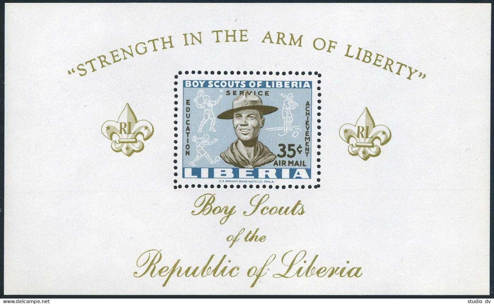 Liberia C136,MNH.Michel 576 Bl.22A. Boy Scouts 1961.Tennis,Soccer,Baseball. - Liberia
