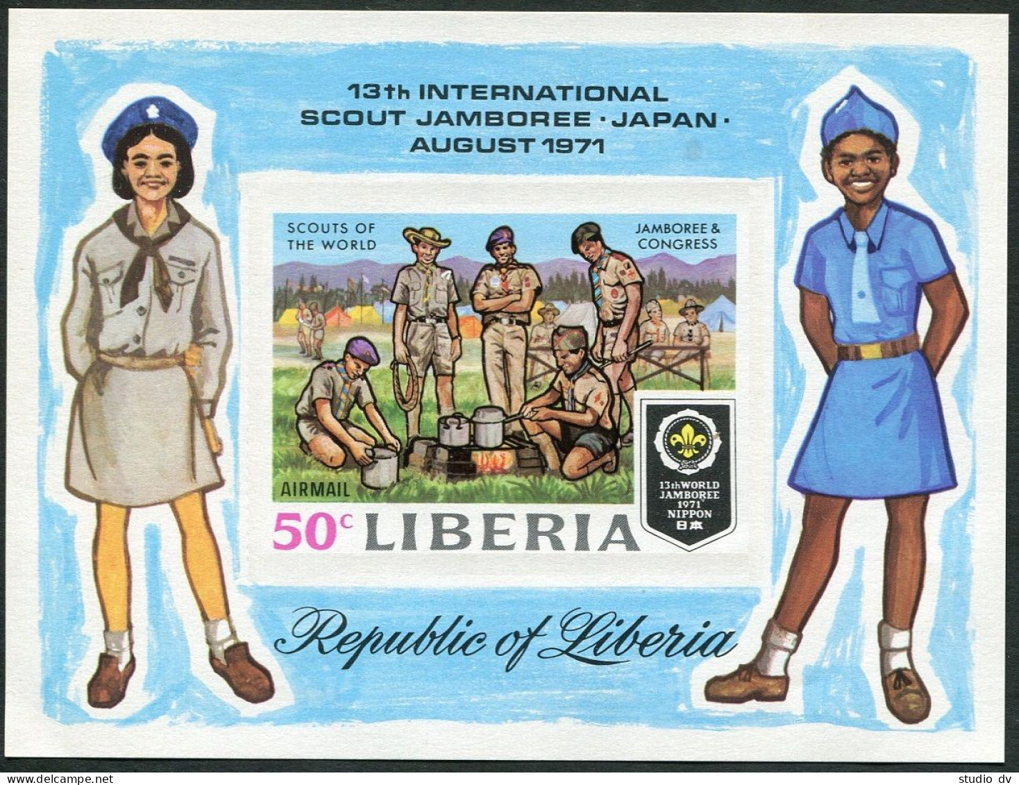 Liberia 563-568,C188 Imperf,MNH.Mi 794B-799B,Bl.56B. Boy Scout Jamboree.1971. - Liberia