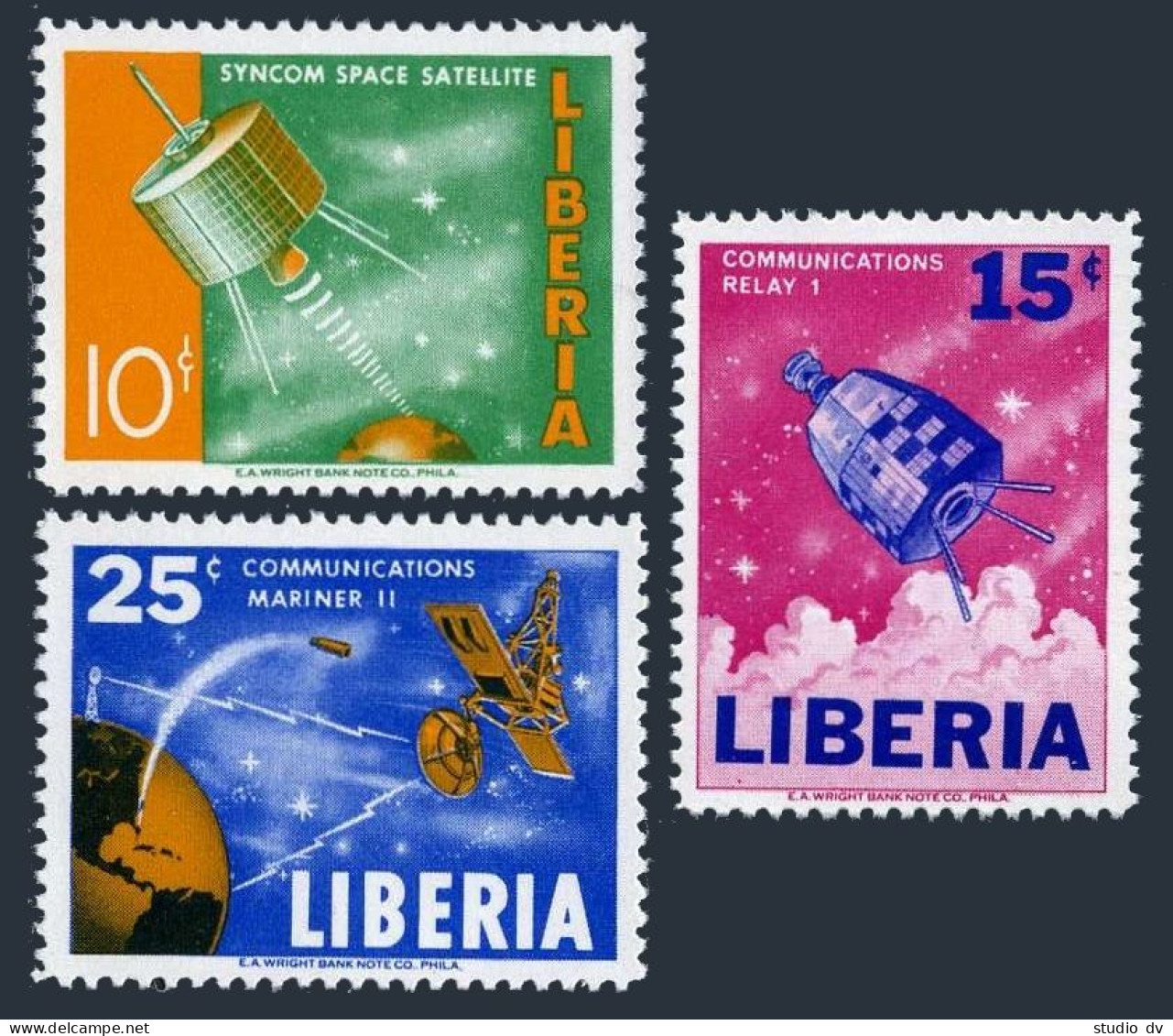 Liberia 415-417, C162, MNH. Mi 619-621, Bl.30. Communications 1964. Satellites. - Liberia