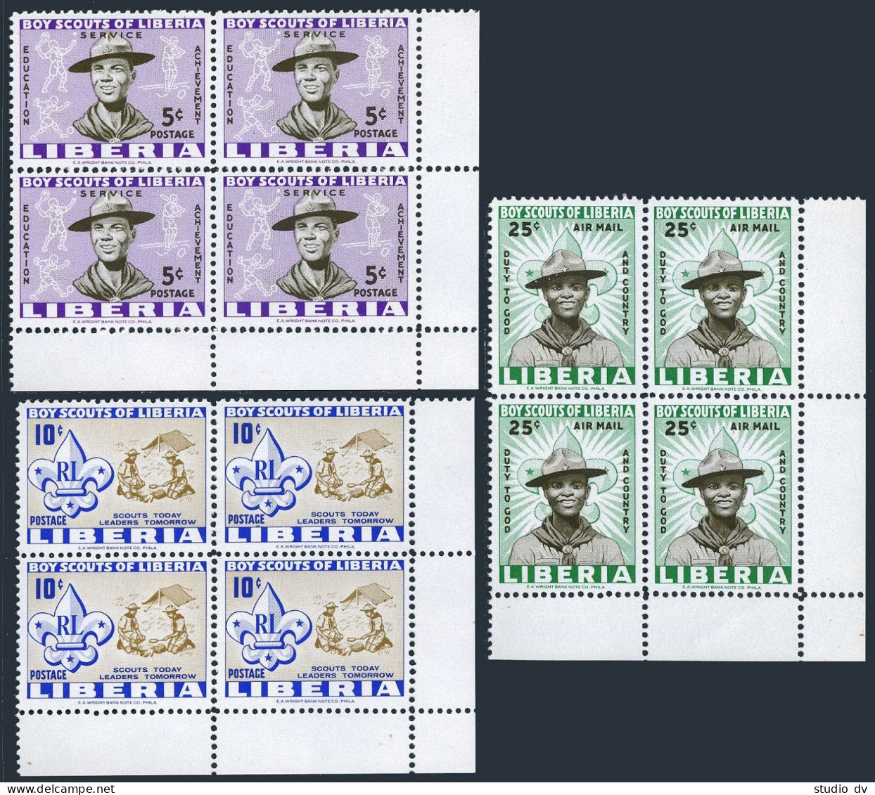 Liberia 399-400,C135 Blocks/4,MNH.Michel 573-575. Scouts 1961.Sports. - Liberia