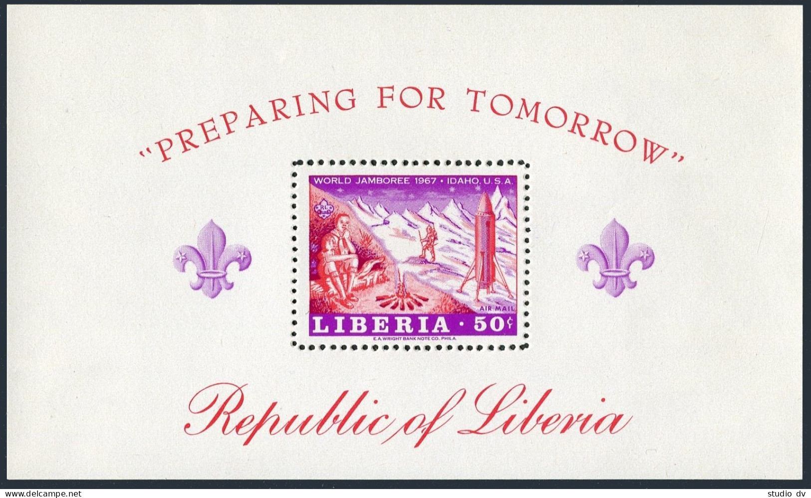 Liberia 458-460,C176,MNH.Michel 676-678,Bl.40A.Boy Scouts Jamboree,1967.Campfire - Liberia