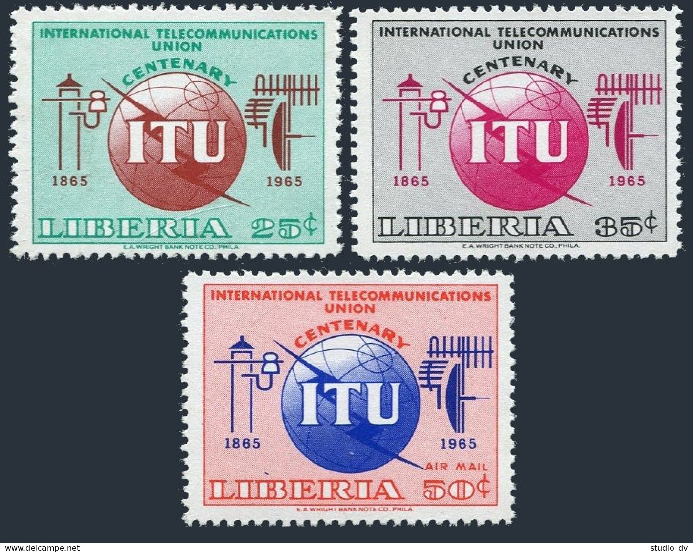 Liberia 429-430, C168, Lightly Hinged. ITU-100, 1965. Communication Equipment. - Liberia