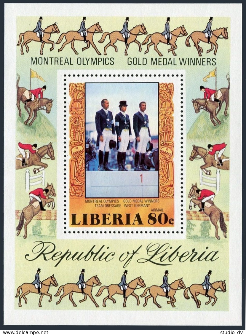Liberia 784-C217,MNH.Michel 1032-1036,Bl,86. Olympic Montreal-1976.Equestrian. - Liberia