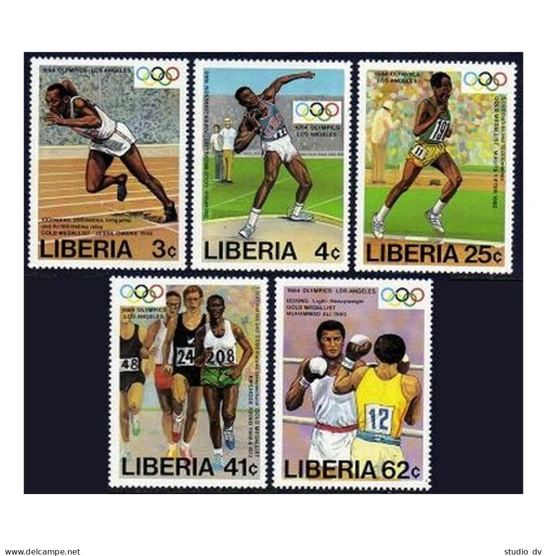 Liberia 999-1003,1004,MNH.Mi 1305-1309,Bl.108. Olympics Los Angeles-1984.Winners - Liberia