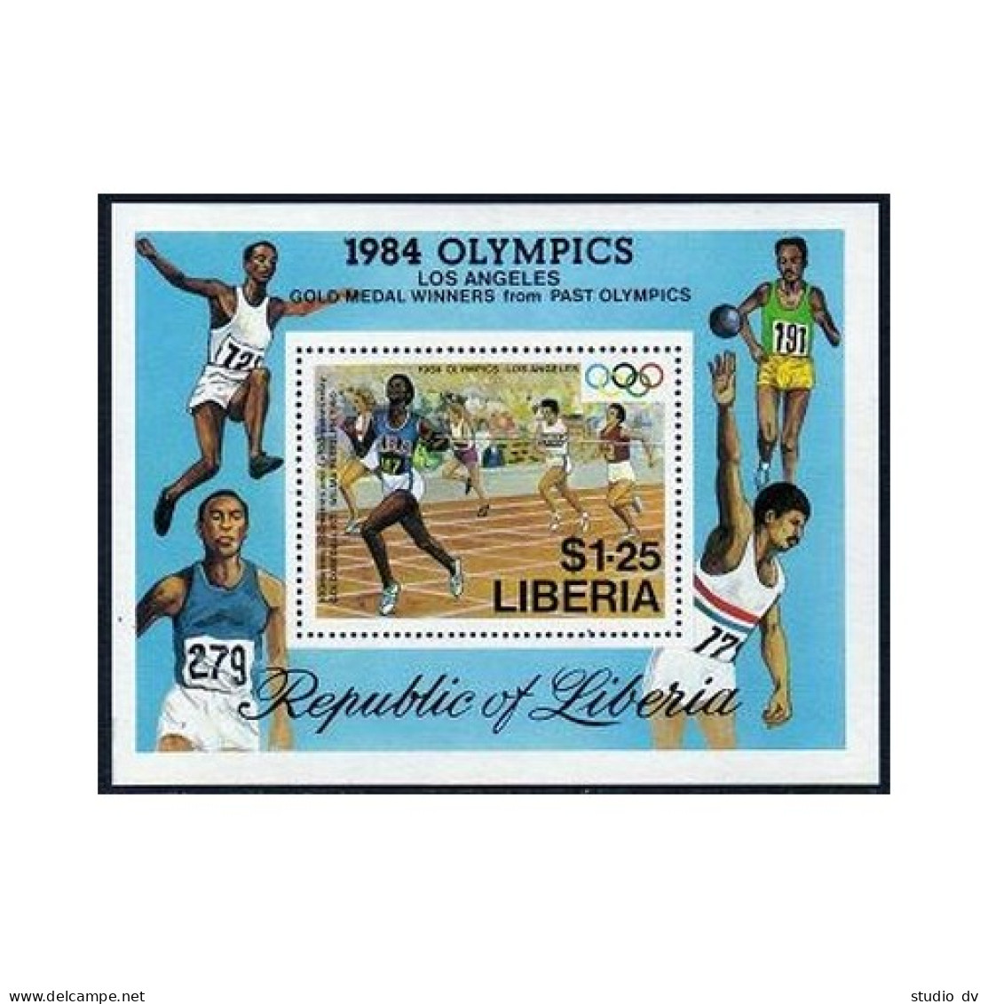Liberia 999-1003,1004,MNH.Mi 1305-1309,Bl.108. Olympics Los Angeles-1984.Winners - Liberia
