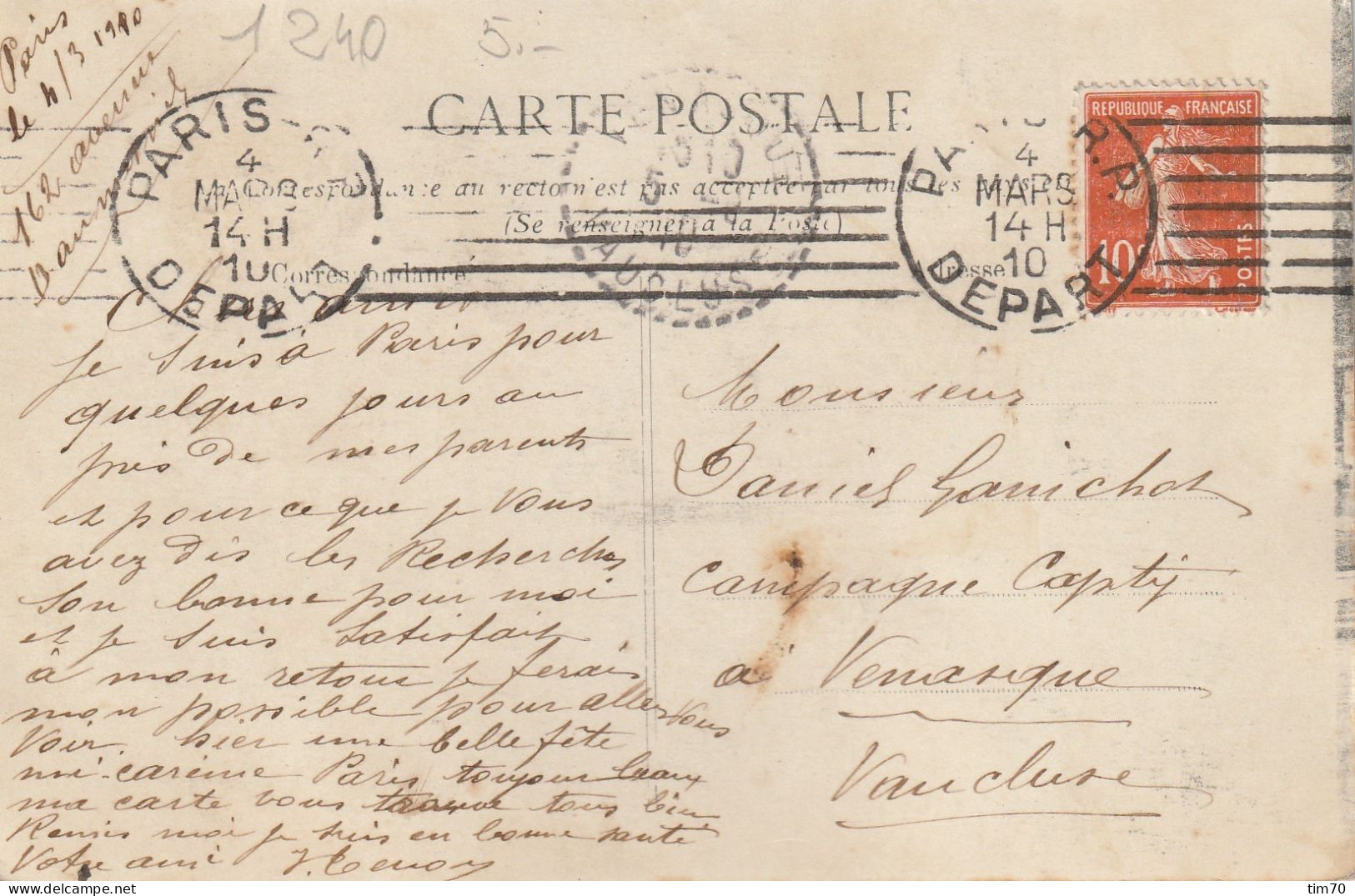 PARIS  DEPART   CRUE DE LA  SEINE 1910     B D   DIDEROT - Überschwemmung 1910