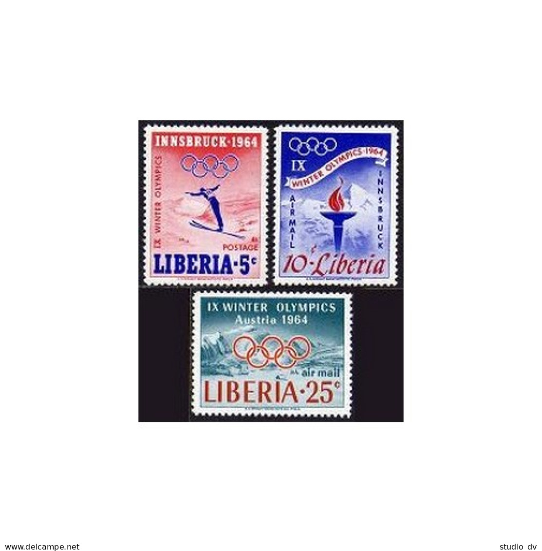 Liberia 413,C157-C159,MNH.Michel 612-614,Bl.28. Olympics Innsbruck-1964.Ski. - Liberia