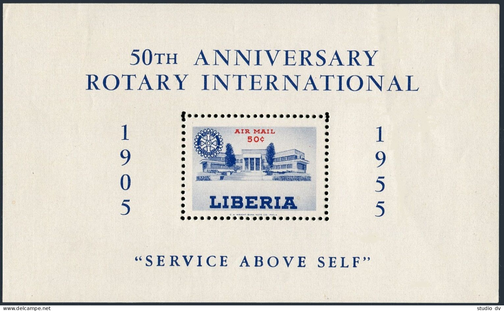 Liberia C99,MNH.Mi 490 Bl.8. Rotary International,50th Ann.1955.Headquarters. - Liberia