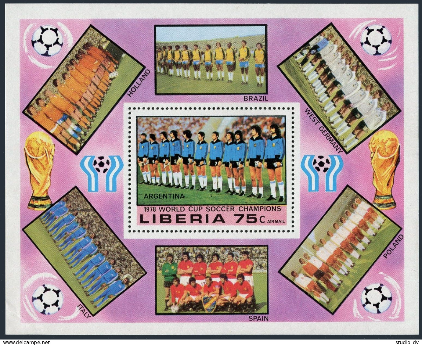 Liberia 820-825, C222, MNH. Mi 1075-1080, Bl.92. World Soccer Cup Argentina-1978 - Liberia