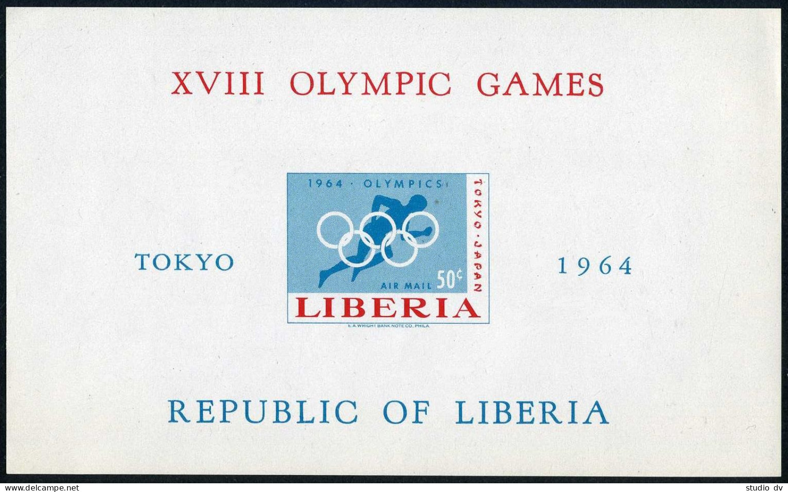 Liberia C163 Imperf, MNH. Michel 626 Bl.31B. Olympics Tokyo-1964. Runner. - Liberia