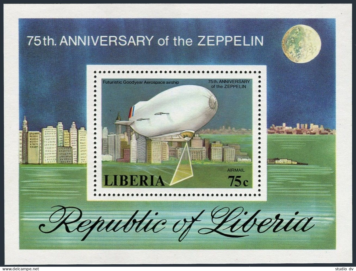 Liberia C219,MNH.Michel 1060 Bl.89A. Zeppelin,1978.Futuristic Aerospace Airship. - Liberia