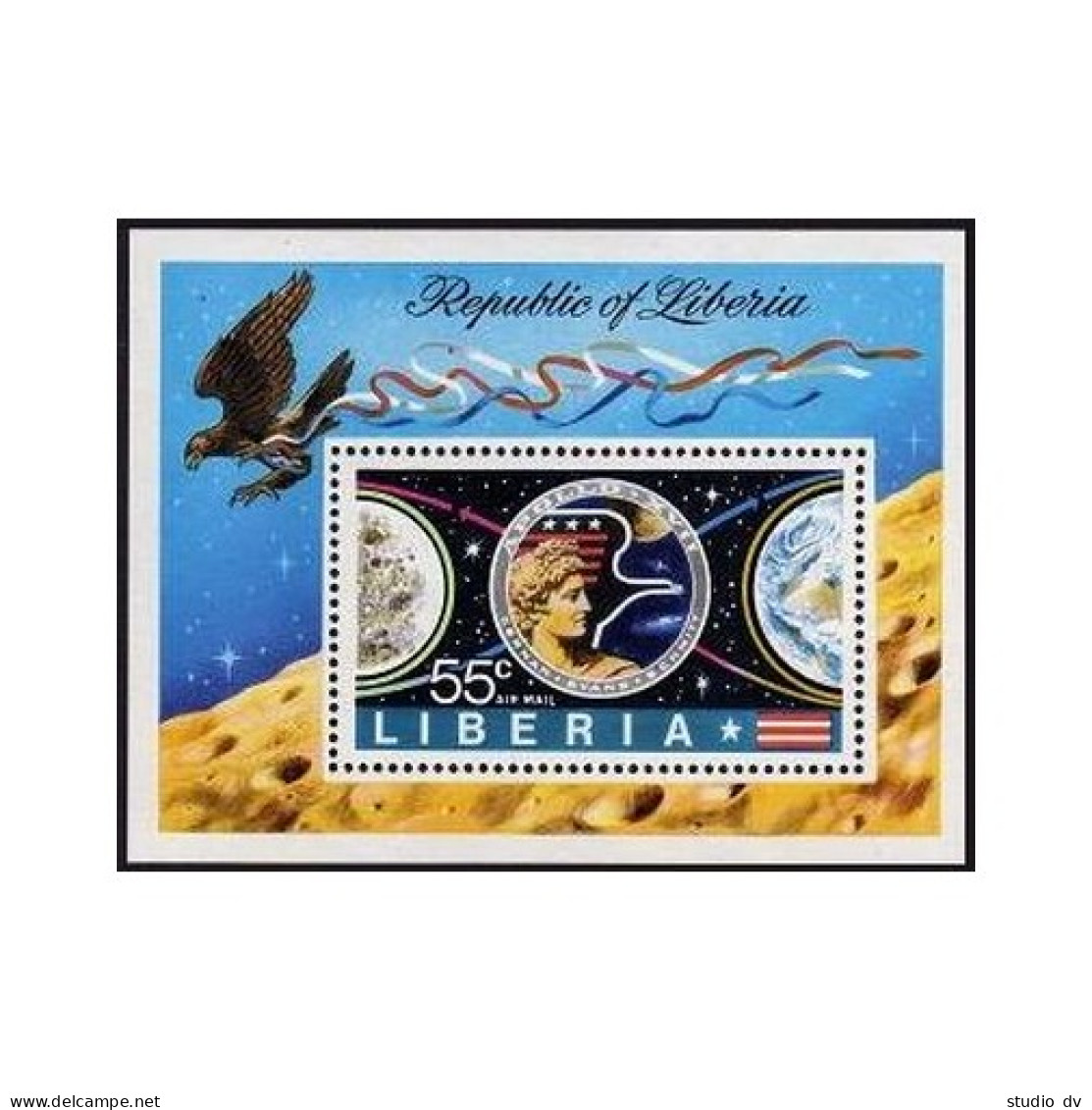 Liberia 623-628,C196, MNH. Mi 862-867,Bl.65. Apollo 17 Moon Mission, 1973. Eagle - Liberia