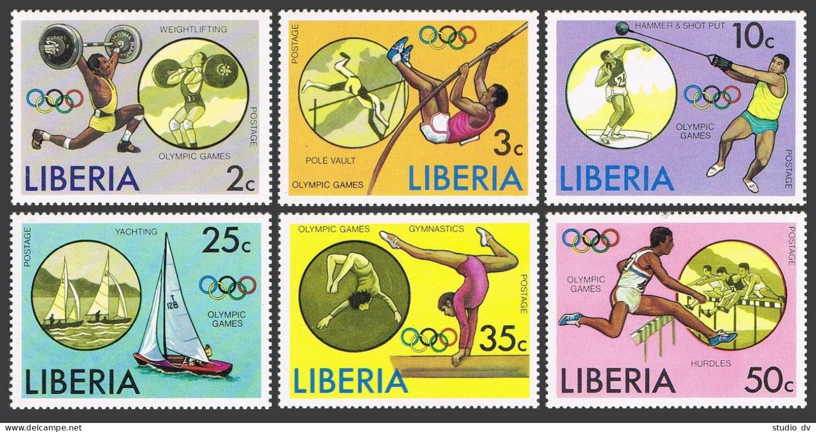 Liberia 736-741,C211,MNH.Michel 990-995,Bl.80. Olympics Montreal-1976.Yachting. - Liberia