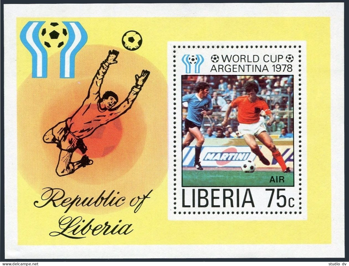 Liberia C220,MNH.Michel 1067 Bl.90. World Soccer Cup Argentina-1978. - Liberia