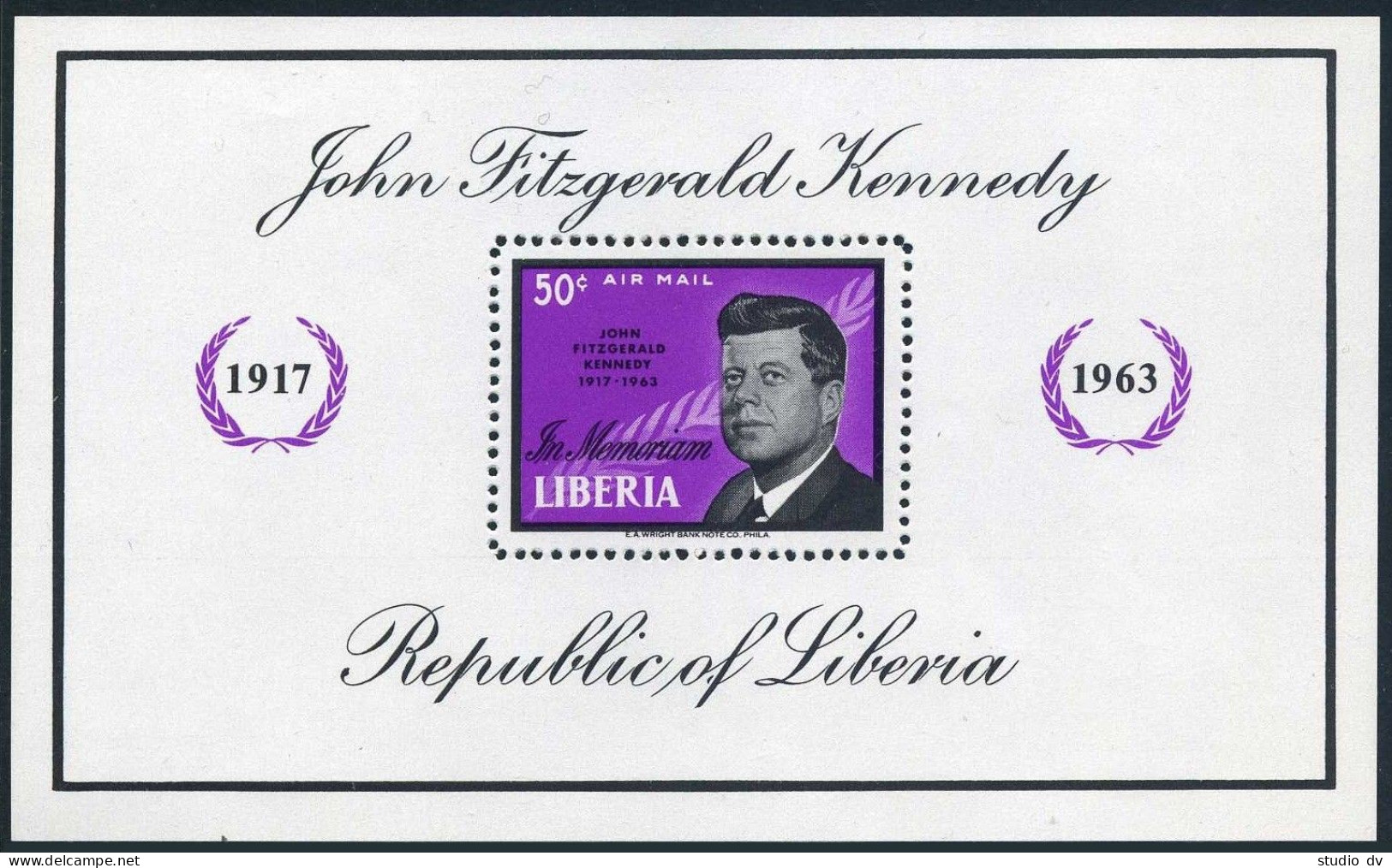 Liberia C161, Lightly Hinged. Michel Bl.29A, In Memory Of John Kennedy, 1964. - Liberia