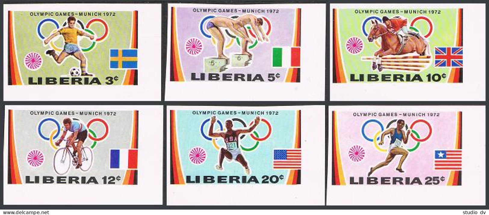 Liberia 591-596,C192 Imperf.MNH. Olympics Munich-1972.Soccer,Swimming,Equestrian - Liberia