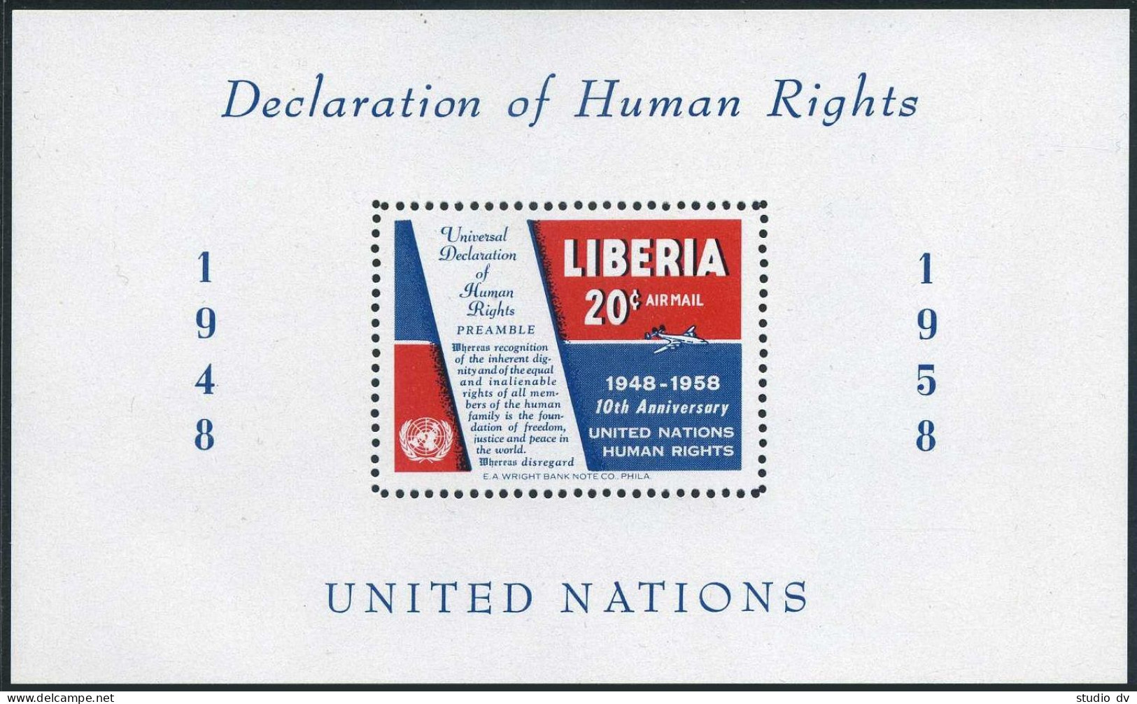 Liberia 379-382,C119,MNH.Michel 525-528,Bl.12. Declaration Of Human Rights.1958. - Liberia