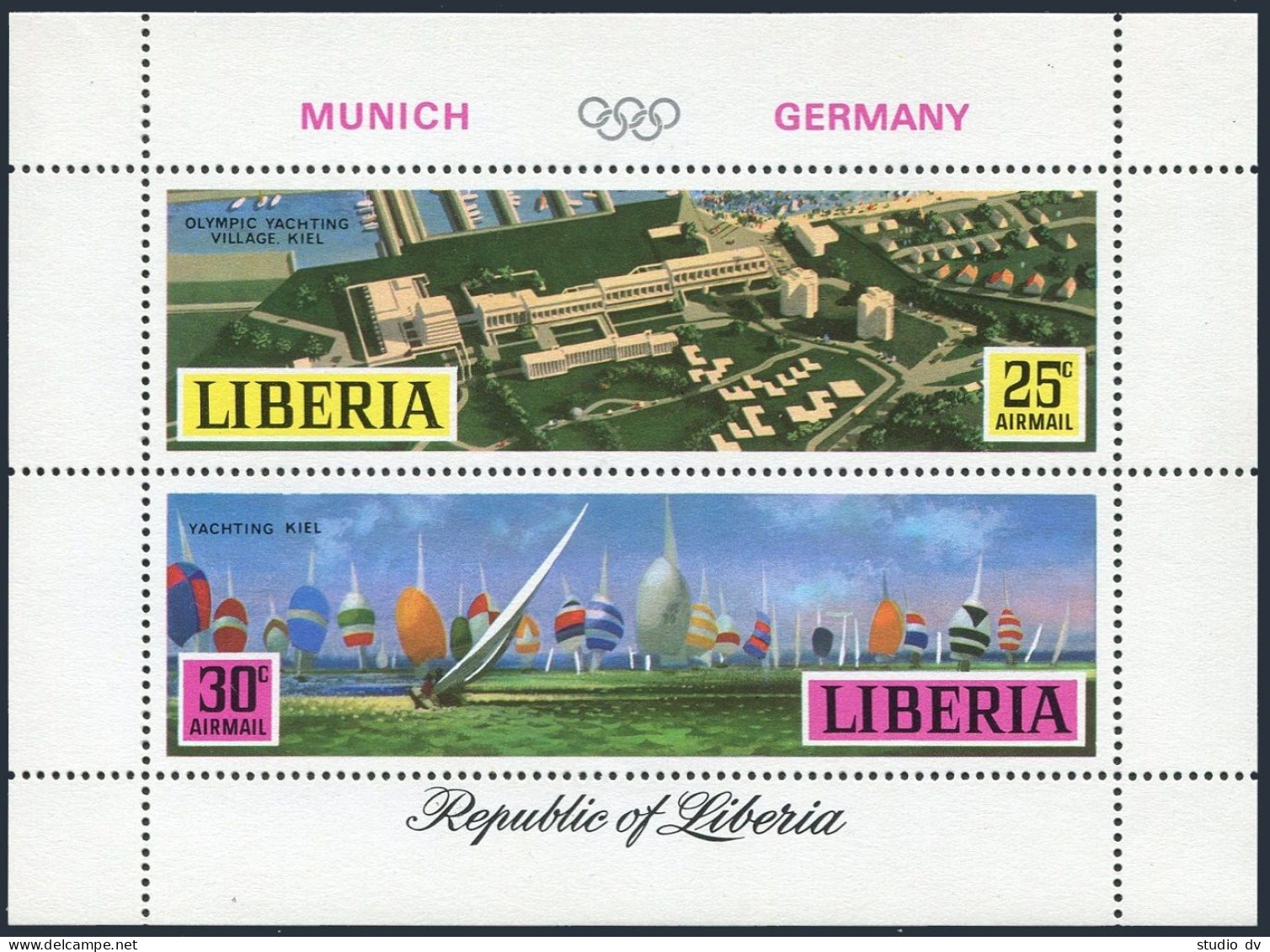 Liberia C187,MNH.Michel 792-793 Bl.55. Olympics Munich-1972.Yachting Races. - Liberia