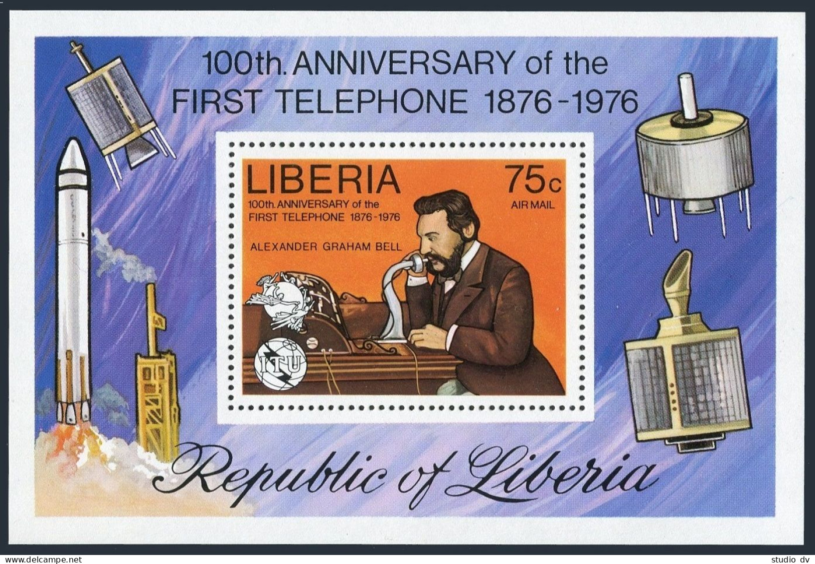 Liberia 742-747,C212,MNH.Michel 997-1002,Bl.81. A.Graham Bell,1976.UPU,Concorde, - Liberia
