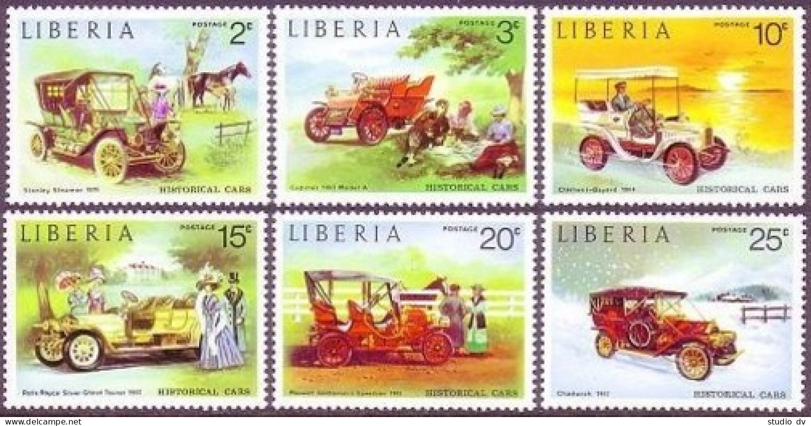 Liberia 647-652,C199,MNH.Michel 889-894,Bl.68. Classic Automobiles,1973. - Liberia