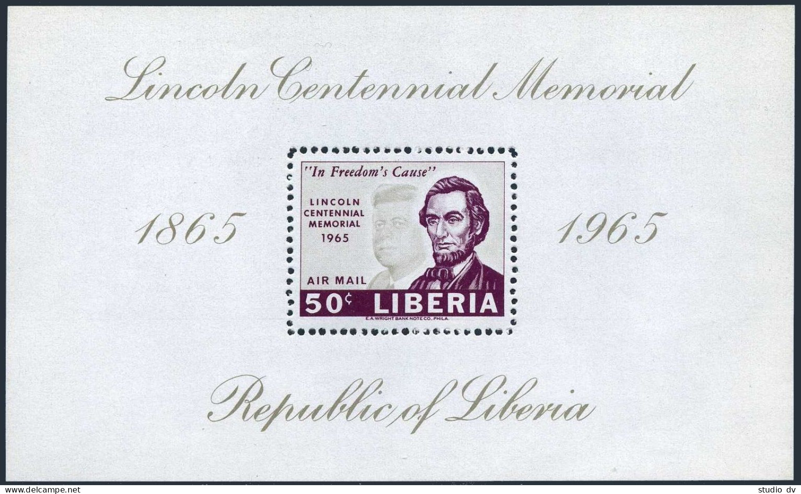 Liberia 423-425,C166,imperf,MNH.Mi 631-633,Bl.33A-33B.Lincoln,John Kennedy,1965. - Liberia