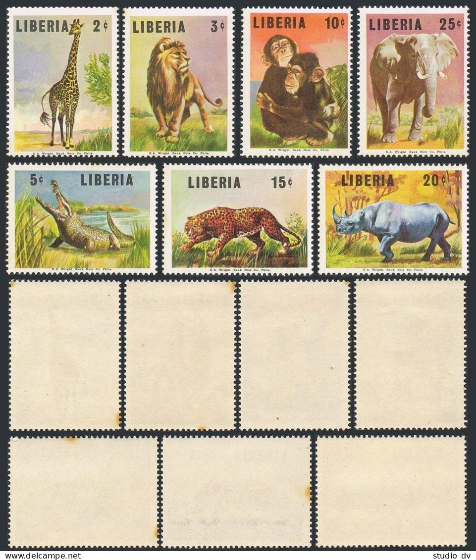 Liberia 451-457,MNH-yel.Mi 669-675. Animals 1966.Giraffe,Lion,Crocodile,Leopard, - Liberia