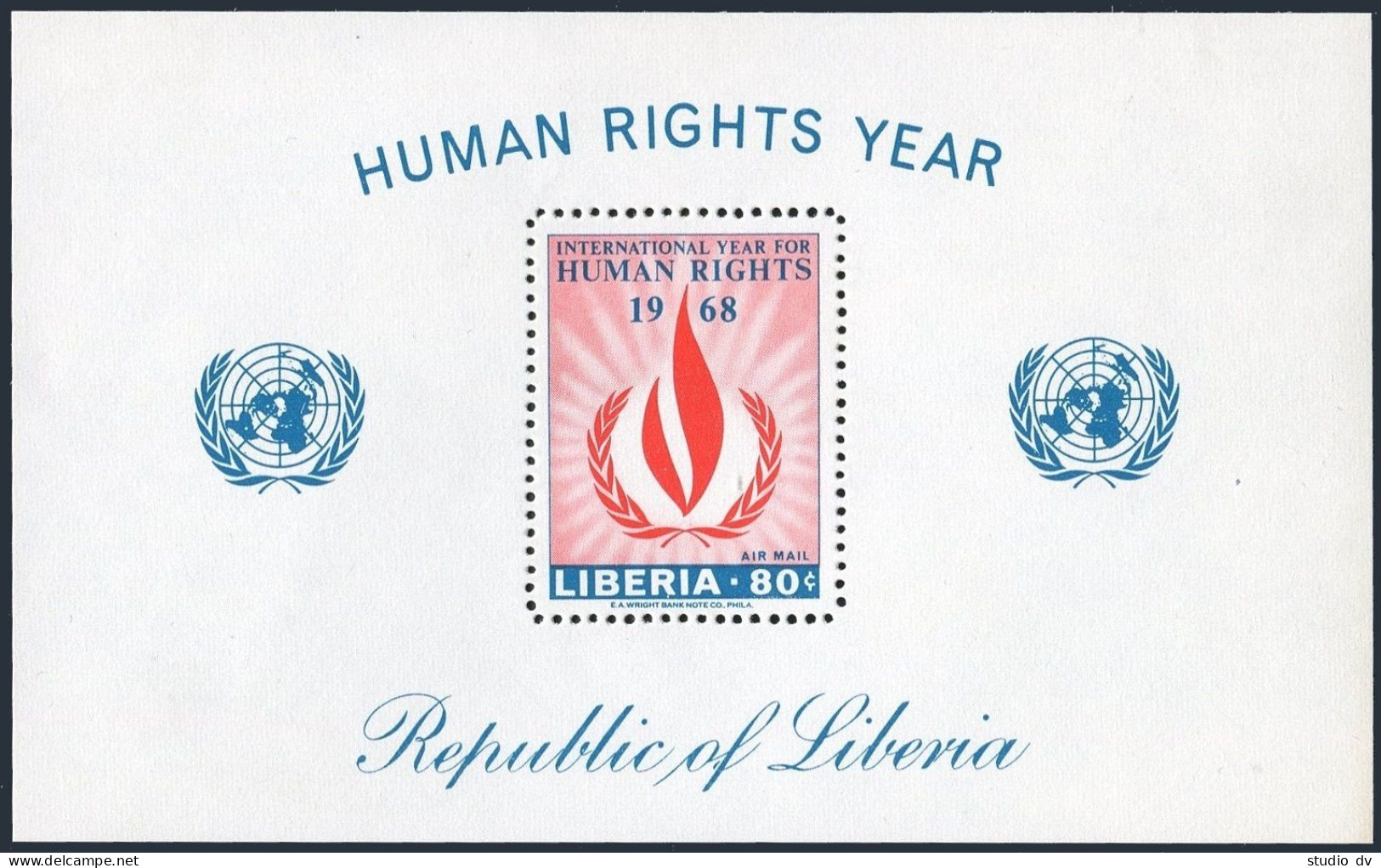 Liberia C179,MNH.Michel 701 Bl.44. Human Rights Year IHRY-1968. - Liberia