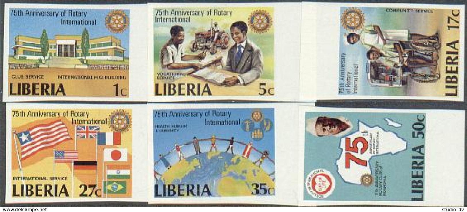 Liberia 860-865,866 Imperf,MNH.Michel 1161B-1166B,Bl.94B Rotary Intl,75,1979. - Liberia